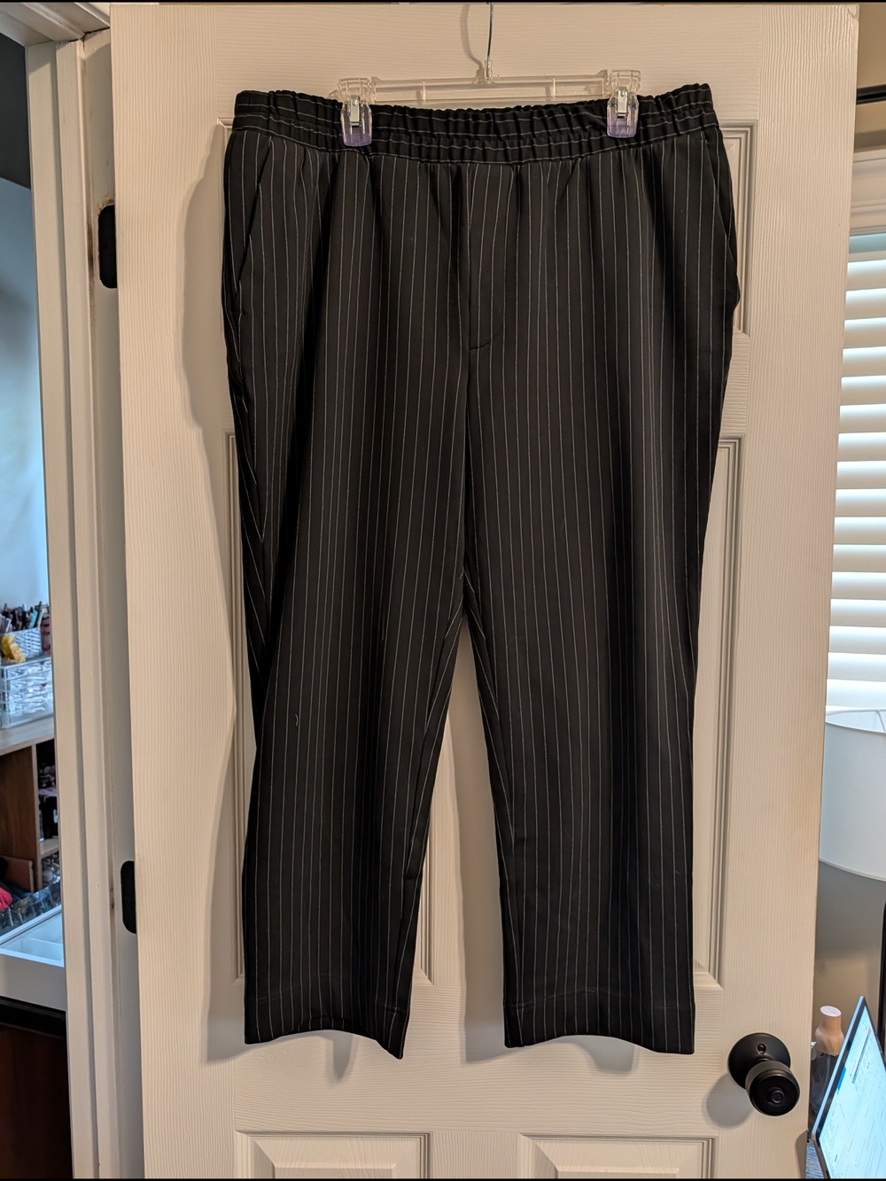 BNWT A New Day Black Pinstripe Elastic-Waist Dress Trousers Size XXL